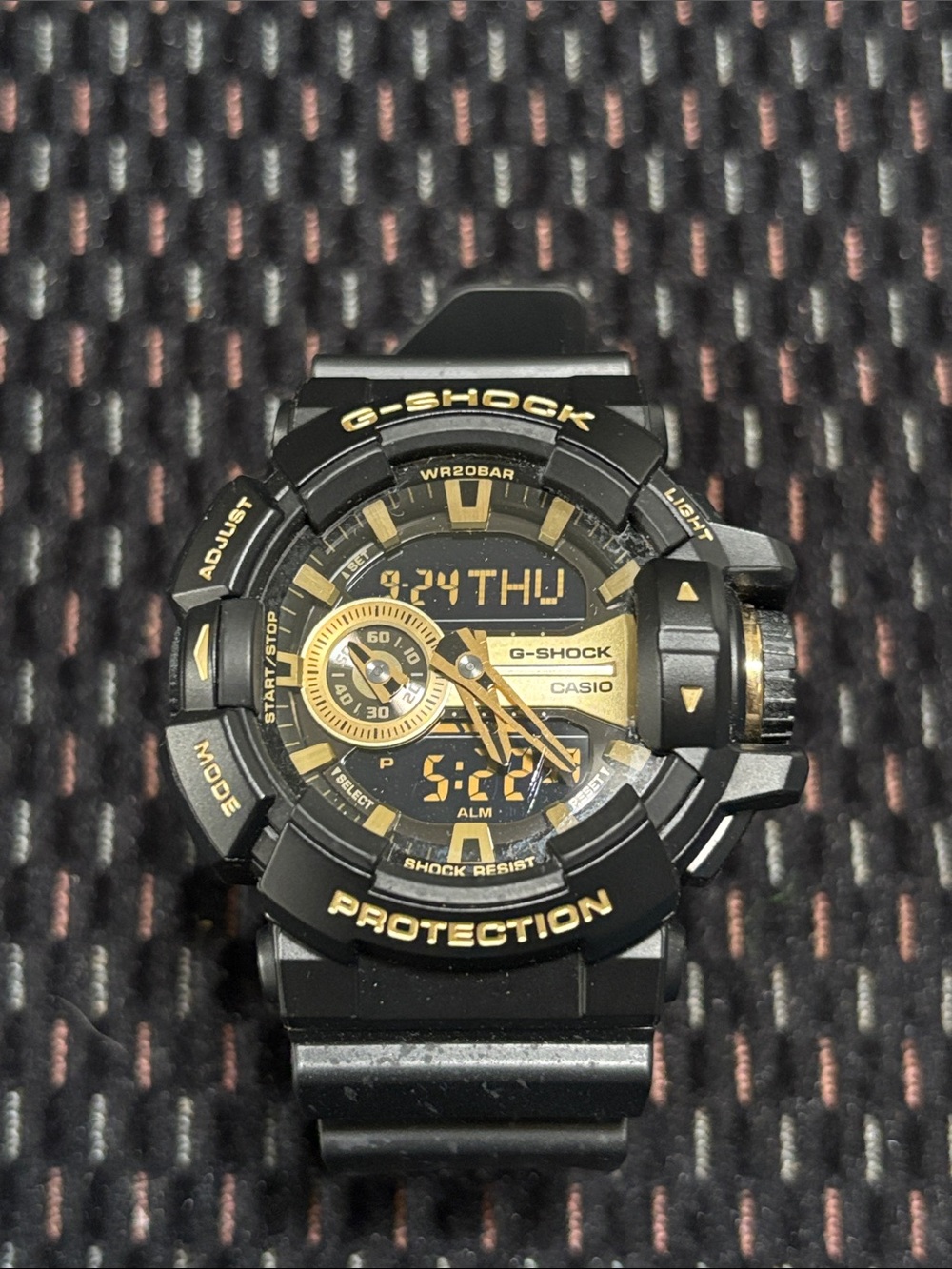 G-Shock Black and Gold Digital-Analog Sports Watch